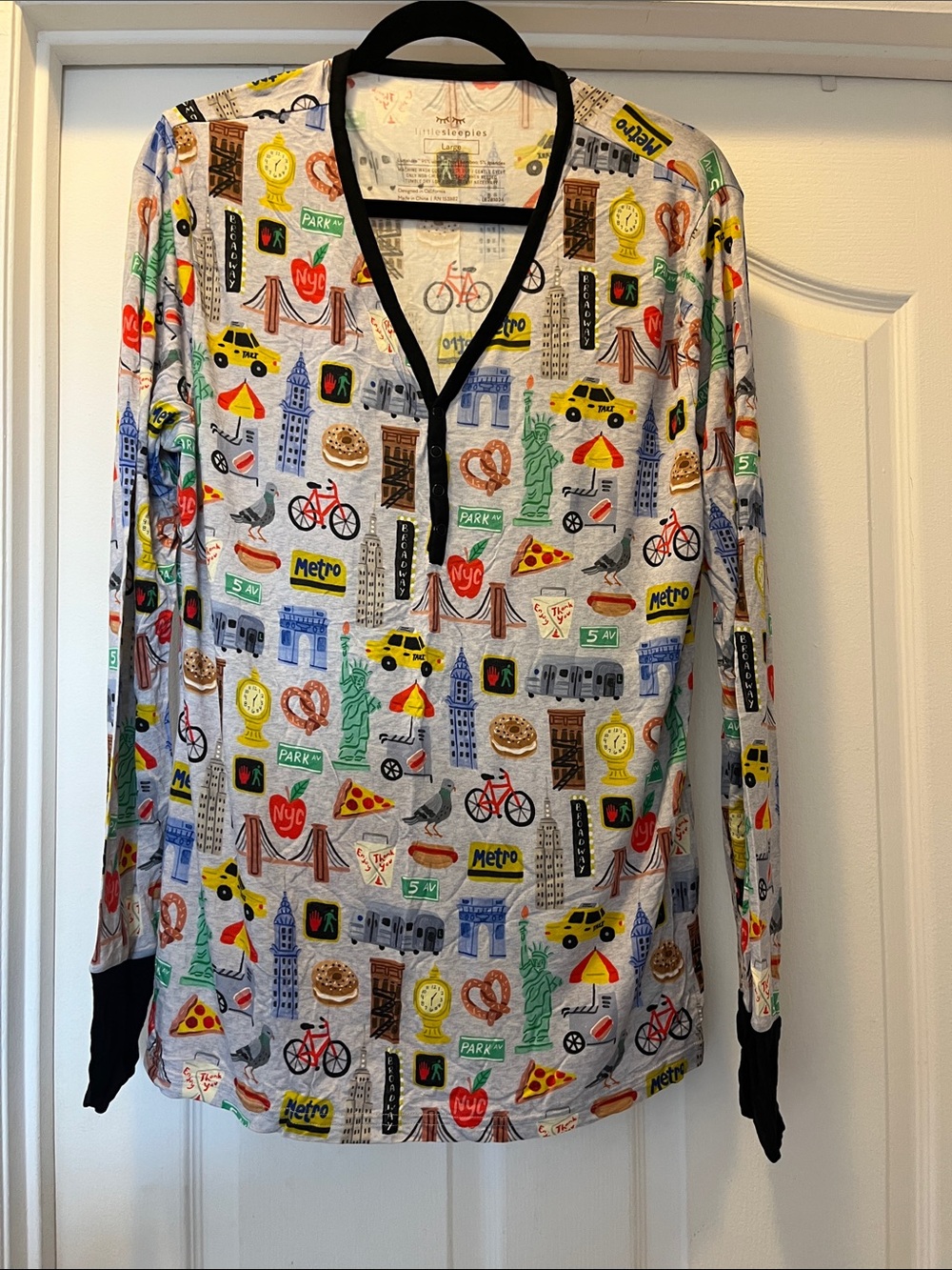 Little Sleepies Limited Edition NYC Print Long Sleeve PJ Top